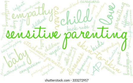 Sensitive Parenting word cloud on a white background. 