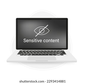Sensible Fotoinhalte. Explizite Videoinhalte. Unangemessener Inhalt. Konzept der Internetsicherheit. Zensored nur Erwachsene 18 plus. unscharfer Hintergrund auf dem Bildschirm des Notebooks. Ansicht ausblenden Vektorgrafik