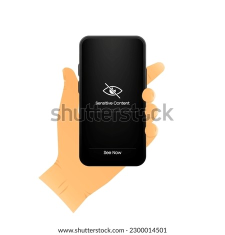 Sensitive Photo Content. Explicit video content. Internet safety concept. Censored only adult 18 plus. See photo. Blurred background. Inappropriate Content Warning. Vector illustration.