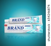sensitive relief toothpaste package design isolated turquoise background, 3d illustration 