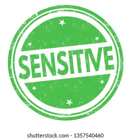 Sensitive sign or stamp on white background, vector illustration