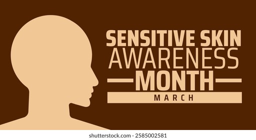 Sensitive Skin Awareness Month background banner or poster design template. observed every year in March. Holiday concept. Use to any Template, card, poster, placard, template.