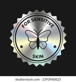 For sensitive skin cosmetic packaging icon, stamp, badge, round, seal vector