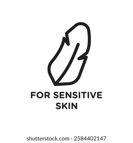 For sensitive skin icon black and white vector outline sign