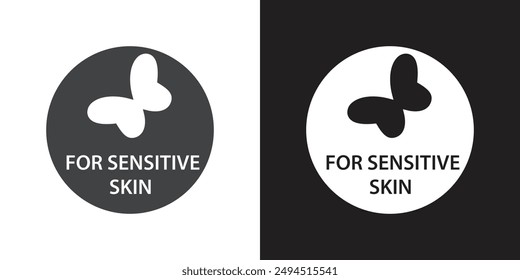 For sensitive skin icon Flat set in black and white color outline vector