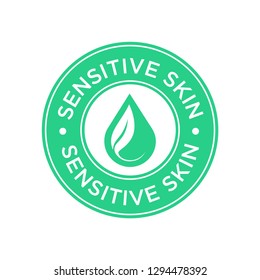 Sensitive Skin Icon. Label With Skin Type Indicator For Personal Care Products.