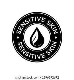 Sensitive Skin Icon. Label With Skin Type Indicator For Personal Care Products.