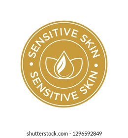 Sensitive skin icon. Label with skin type indicator for personal care products.