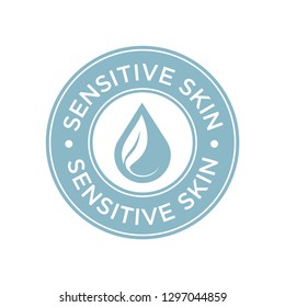 Sensitive Skin Icon. Label With Skin Type Indicator For Personal Care Products.