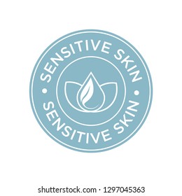 Sensitive Skin Icon. Label With Skin Type Indicator For Personal Care Products.