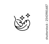 Sensitive skin icon. Organic skin care and cosmetics. Organic cosmetic components for healthy and hydrated skin. Vector linear icon