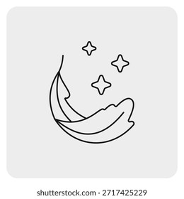 Vector de icono de piel sensible con plumas y destellos para el embalaje de belleza, detergente de lavandería y la etiqueta del producto para el cuidado de la piel