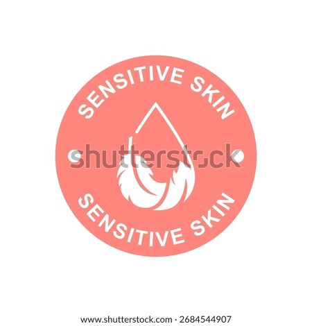 Sensitive skin label vector design for packaging. Sensitive skin icon. Illustration, logo, symbol, sign, stamp, tag, emblem, mark or seal for package. Chemical allergens free product sticker.