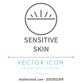 Sensitive Skin Line Icon. Skin Care Cosmetics Vector Symbol.