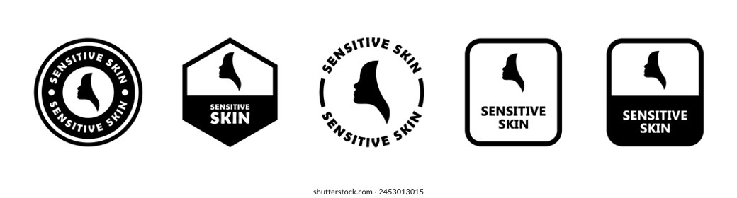 Sensitive Skin. Vector signs for beauty products packaging label.
