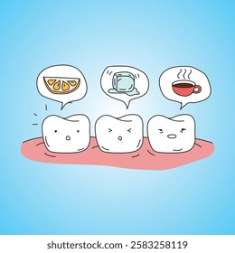 Sensitive Teeth Character Vector Illustration