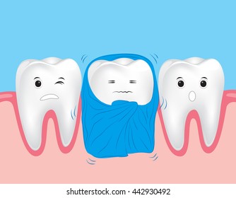 Sensitive Teeth. Cute Cartoon Tooth With Blanket.