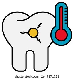 Dentes sensíveis preenchidos contorno isolado no branco