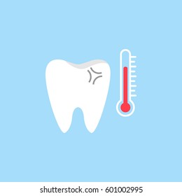 Sensitive tooth flat icon, Dental and medicine, temperature tooth vector graphics, a colorful solid pattern on a blue background, eps 10.