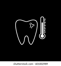 Sensitive tooth line icon, Dental and medicine, temperature tooth vector graphics, a linear pattern on a black background, eps 10.