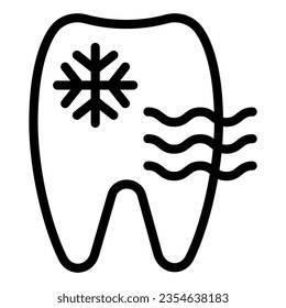 Sensitive tooth line icon. Tooth and snowflake vector illustration isolated on white. Dentist outline style design, designed for web and app. Eps 10