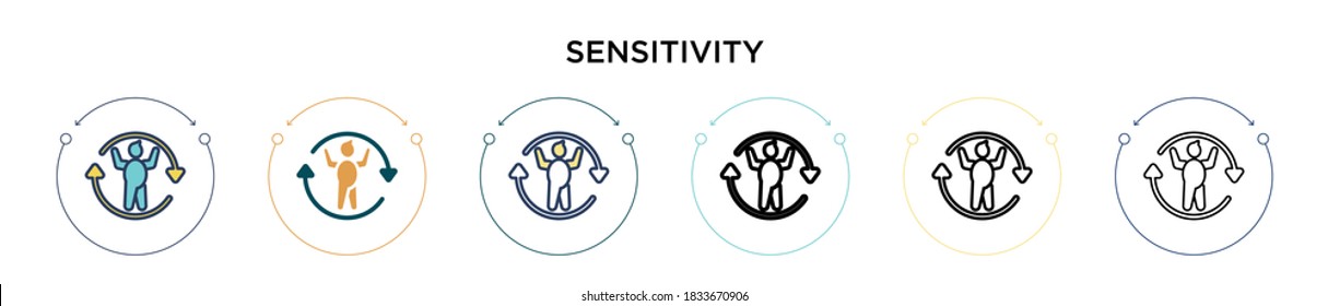 Sensitivity icon in filled, thin line, outline and stroke style. Vector illustration of two colored and black sensitivity vector icons designs can be used for mobile, ui, web