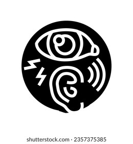 sensitivity light sound disease symptom glyph icon vector. sensitivity light sound disease symptom sign. isolated symbol illustration