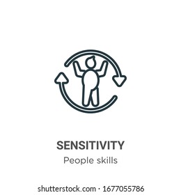 Sensitivity outline vector icon. Thin line black sensitivity icon, flat vector simple element illustration from editable people skills concept isolated stroke on white background