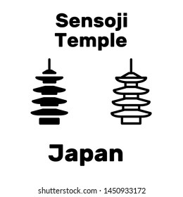 Sensoji temple icon in japan as landmarks