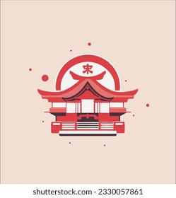 sensoji temple minimalist logo vector design.