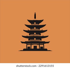 diseño de vector de templo sensoji silueta de japón icono logo vectorial inspiración