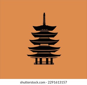 diseño de vector de templo sensoji silueta de japón icono logo vectorial inspiración