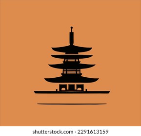 sensoji temple vector design japan silhouette icon template logo vector inspiration