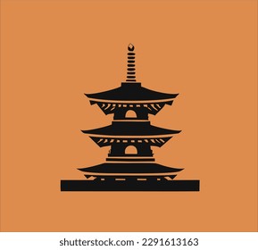 sensoji temple vector design japan silhouette icon template logo vector inspiration