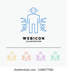 Sensor, body, Data, Human, Science 5 Color Line Web Icon Template isolated on white. Vector illustration