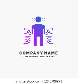 Sensor, body, Data, Human, Science Purple Business Logo Template. Place for Tagline.