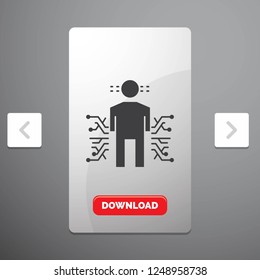 Sensor, body, Data, Human, Science Glyph Icon in Carousal Pagination Slider Design & Red Download Button
