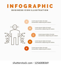 Sensor, body, Data, Human, Science Infographics Template for Website and Presentation. Line Gray icon with Orange infographic style vector illustration