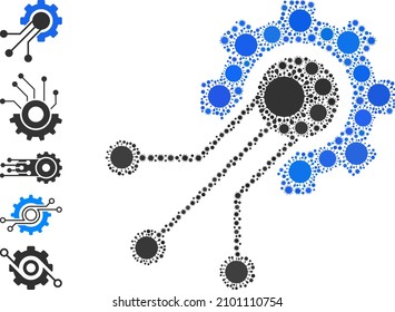 Sensor cog mosaic icon. Vector collage is designed of random bacilla icons. Bacilla collage sensor cog icon, and more icons. Sensor cog collage for epidemic templates.