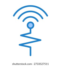 Icono de datos del sensor con color azul para la gestión de la producción