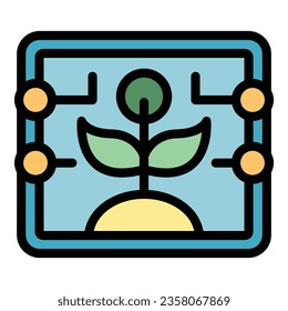 Vektorgrafik der Sensorblume-Symbol. Innovationssystem. Pflanzentablettenfarbe