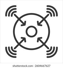 Sensor Fusion Outline Icon Vector Illustration