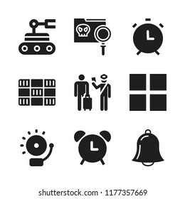 sensor icon. 9 sensor vector icons set. alarm, grid and verification icons for web and design about sensor theme