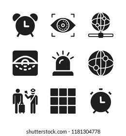 sensor icon. 9 sensor vector icons set. biometric recognition, eye scan and grid icons for web and design about sensor theme