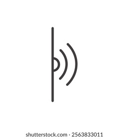 Sensor Icon Depicting a Digital Wave and Signal in Black and White
