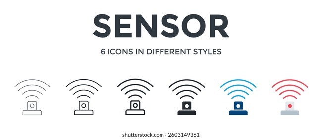 Sensor Icon In Different Style Vector Illustration. Designed In Thin Line, Regular Line, Bold Line, Glyph, Color Fill, And Flat Style Can Be Used For Web
