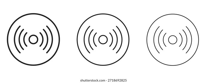 Conjunto de pictogramas negros con logotipo de icono de sensor. arte de contorno de línea delgada.