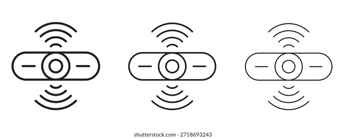 Sensor icon logo black pictogram set. thin line outline art.
