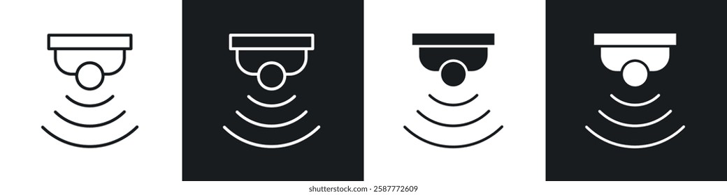 Sensor icon set black and white colors. Graphic Vector icons pack