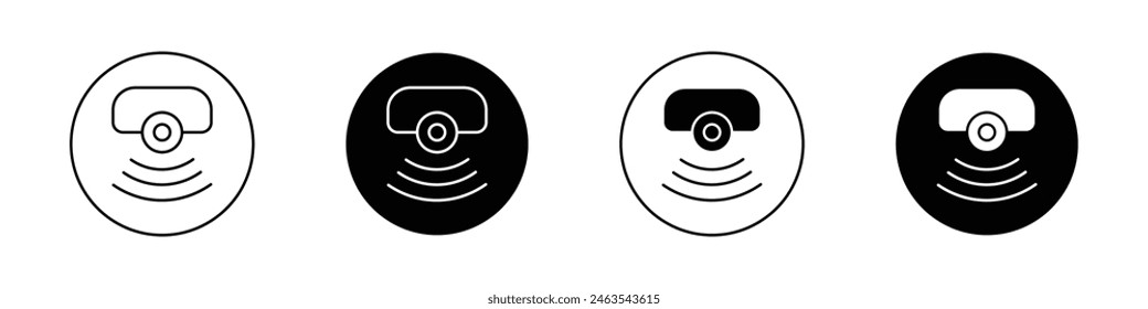 Sensor icon set. security motion detector sensor vector symbol. smart sensor alarm sign in black filled and outlined style.